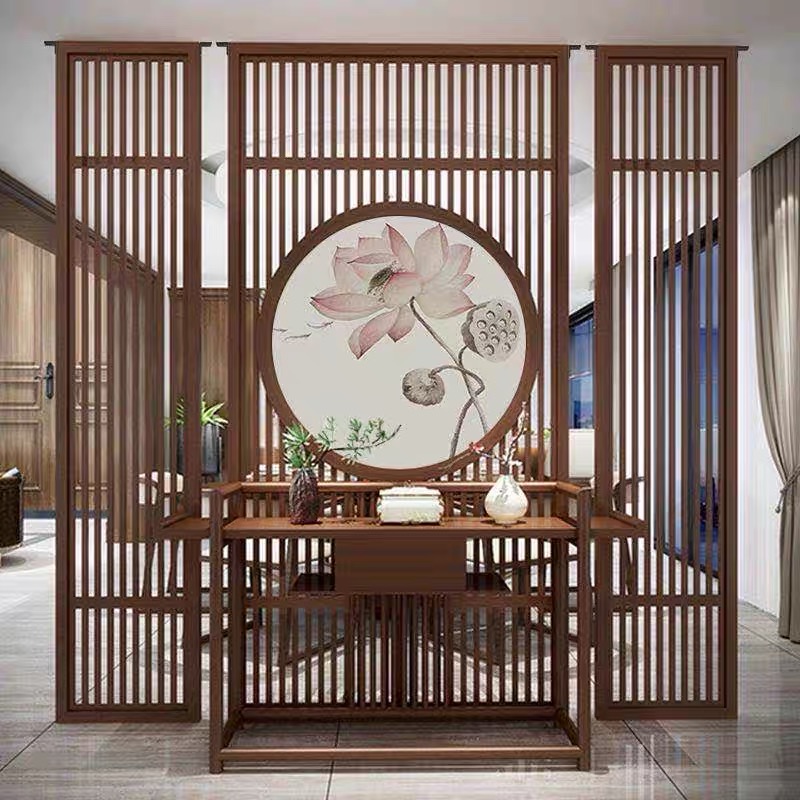 新中式禪意實(shí)木屏風(fēng)QY-351