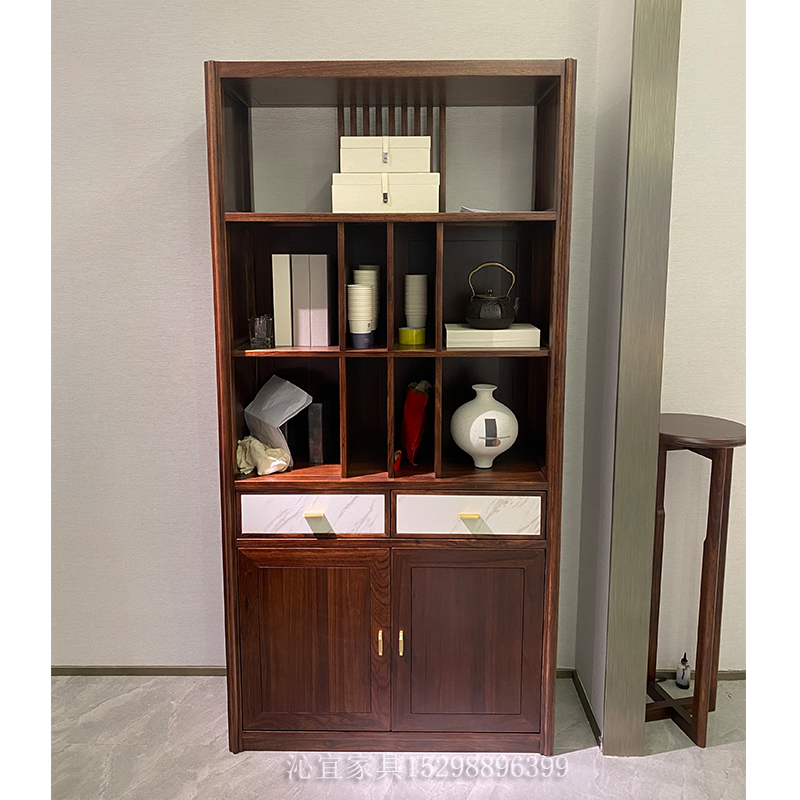 新中式實(shí)木書架QY-6023